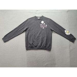 Good Vibes Only Womens Keep Growing Daisy Sweatshirt Gray Pullover Small